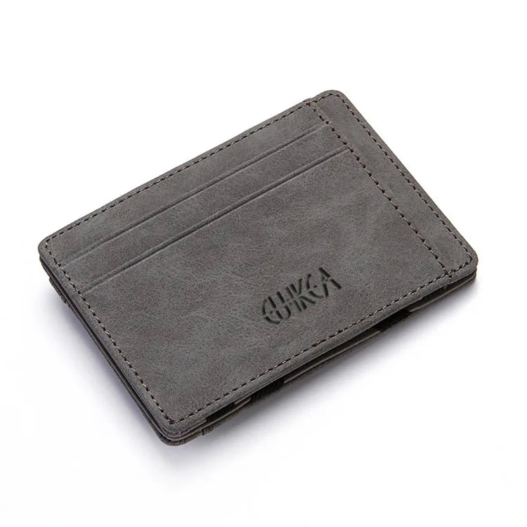 New Fashion Slim Men'S Leather Magic Wallet Designer Credit Card Holder Women Small Cash Clip Bilfold Man Clamps for Money