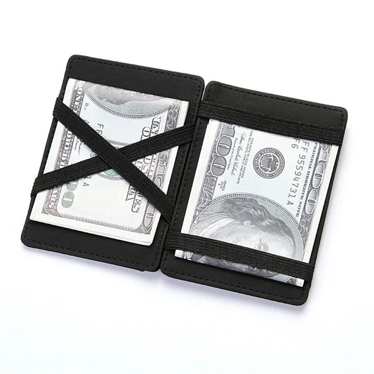 New Fashion Slim Men'S Leather Magic Wallet Designer Credit Card Holder Women Small Cash Clip Bilfold Man Clamps for Money