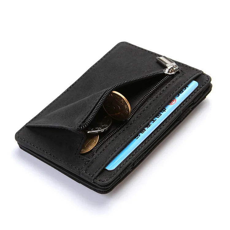 New Fashion Slim Men'S Leather Magic Wallet Designer Credit Card Holder Women Small Cash Clip Bilfold Man Clamps for Money