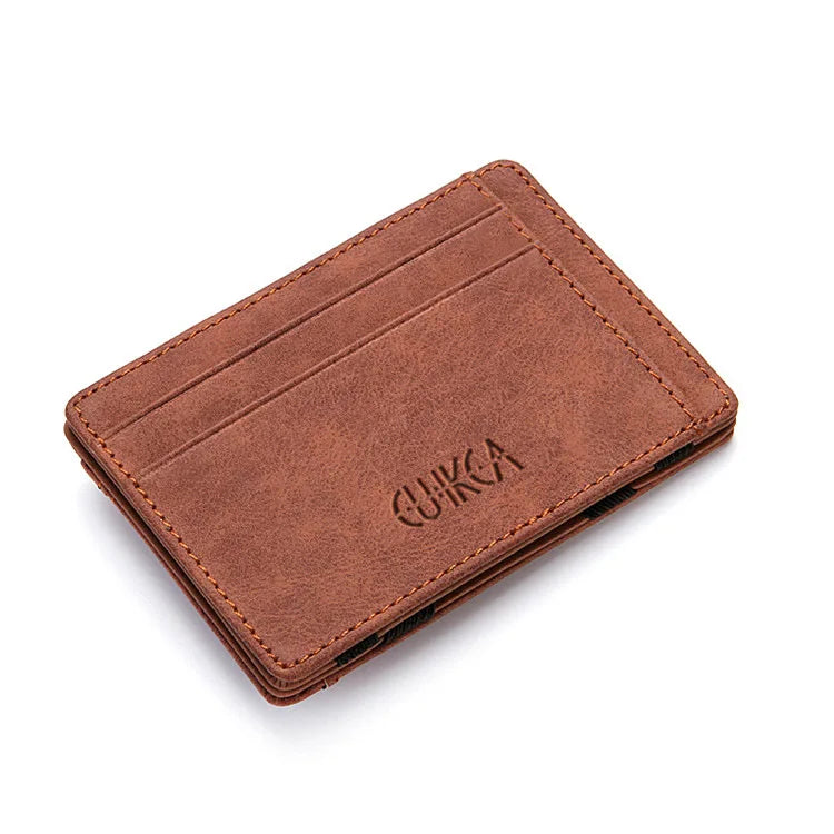 New Fashion Slim Men'S Leather Magic Wallet Designer Credit Card Holder Women Small Cash Clip Bilfold Man Clamps for Money