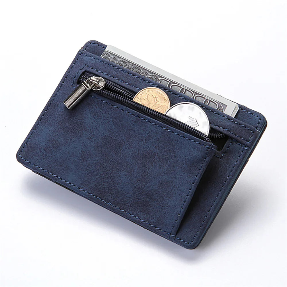 New Fashion Slim Men'S Leather Magic Wallet Designer Credit Card Holder Women Small Cash Clip Bilfold Man Clamps for Money