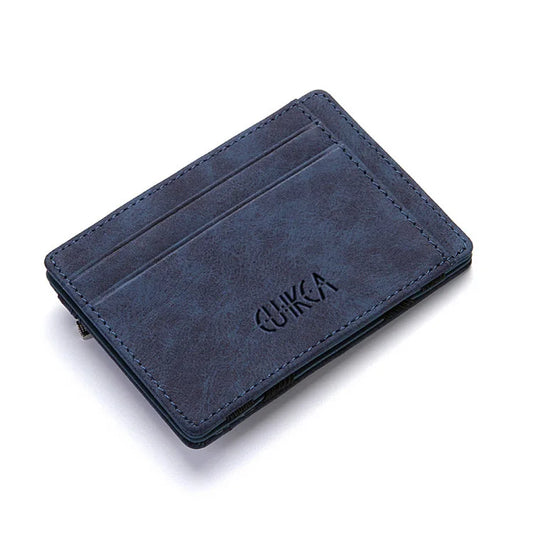 New Fashion Slim Men'S Leather Magic Wallet Designer Credit Card Holder Women Small Cash Clip Bilfold Man Clamps for Money