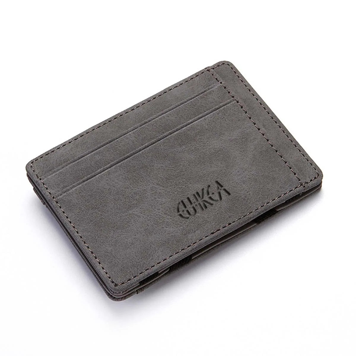 Creative Men'S Magic Wallet Coin Wallet Short Zipper Slim Leather Wallet Business ID Credit Card Cases Travel Short Wallet