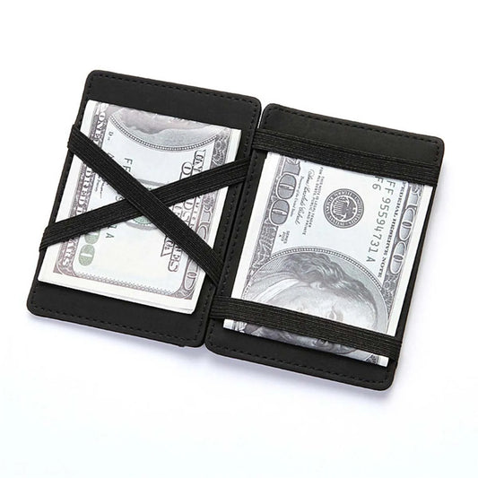 Creative Men'S Magic Wallet Coin Wallet Short Zipper Slim Leather Wallet Business ID Credit Card Cases Travel Short Wallet